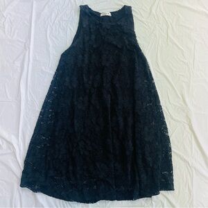 GINGER G Black Floral Lace Dress Womens Medium Sleeveless Boho Lined Short